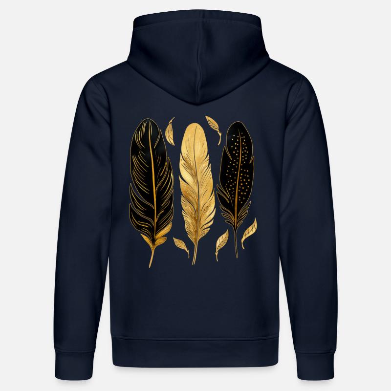 Plumes dorées - Sweat à capuche bio DRUMMER Stanley/Stella Unisexe - bleu marine