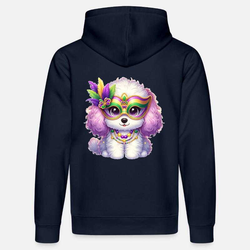 Conception de caniche Mardi Gras - Sweat à capuche bio DRUMMER Stanley/Stella Unisexe - bleu marine