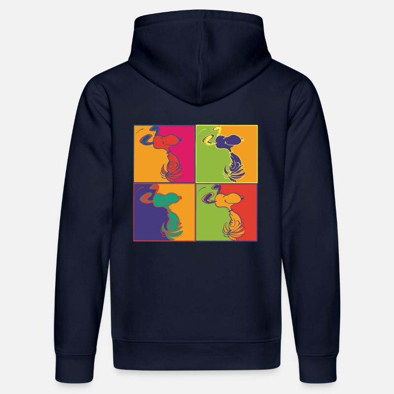 Peanuts Design Pop-Art Snoopy - Sweat à capuche bio DRUMMER Stanley/Stella Unisexe - bleu marine