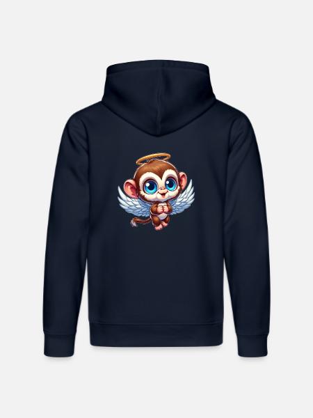 Monkey Chimpanzee Angel Cartoon - Stanley/Stella DRUMMER Unisex Organic Hoodie - french navy