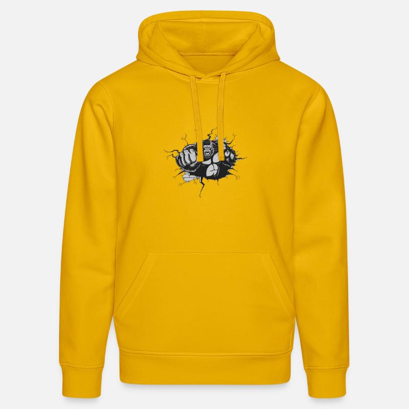 Gorille Percée Mur Noir Blanc - Sweat à capuche bio DRUMMER Stanley/Stella Unisexe - jaune spectre