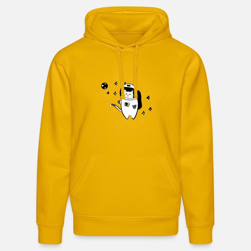 Chat cool dans l'espace - Sweat à capuche bio DRUMMER Stanley/Stella Unisexe - jaune spectre