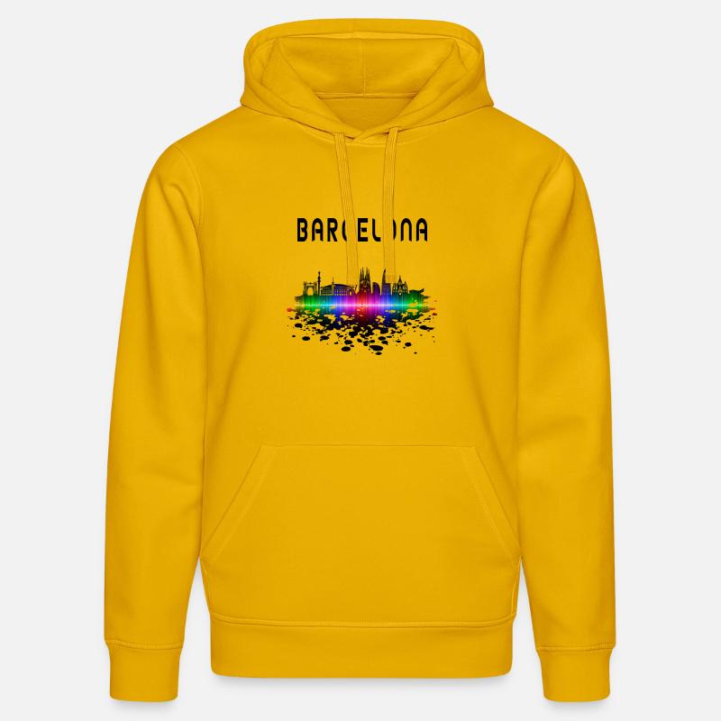 Cadeau/design Splash Skyline de Barcelone - Sweat à capuche bio DRUMMER Stanley/Stella Unisexe - jaune spectre