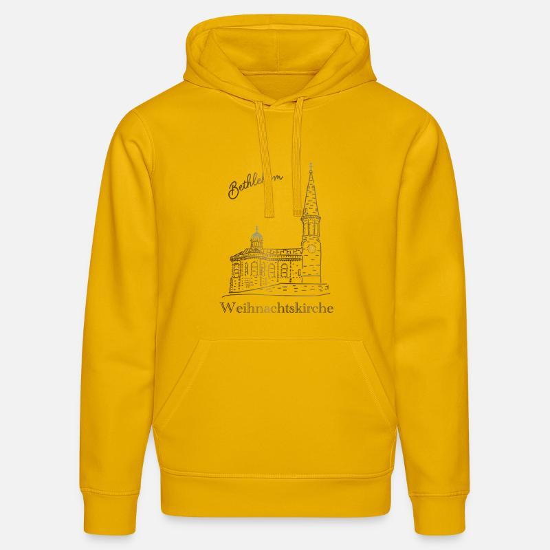 Weihnachtskirche Bethlehem, handgezeichnet - Stanley/Stella Unisex Bio-Hoodie DRUMMER  - Spektralgelb