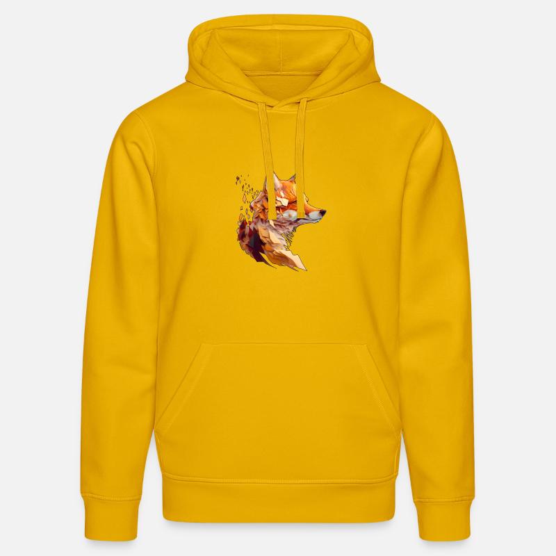 Polygon Fox Design, Pretty Fox - Sweat à capuche bio DRUMMER Stanley/Stella Unisexe - jaune spectre