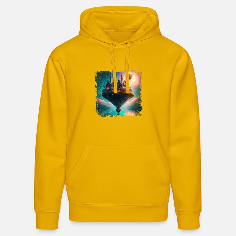 Fantasy schwebendes Dorf - Stanley/Stella Unisex Bio-Hoodie DRUMMER  - Spektralgelb