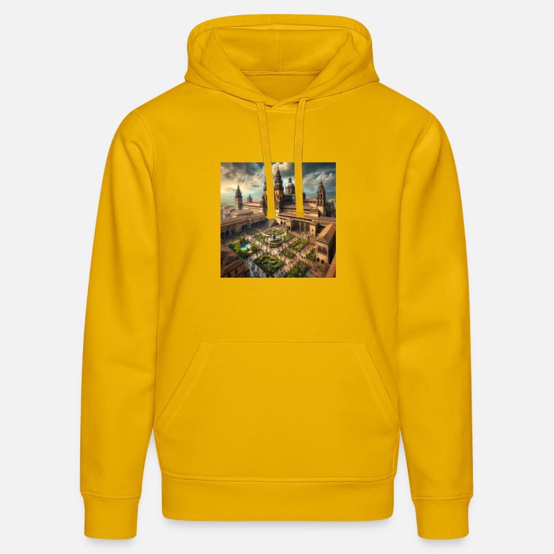Cathédrale de Saint-Jacques-de-Compostelle - Sweat à capuche bio DRUMMER Stanley/Stella Unisexe - jaune spectre