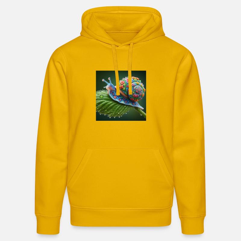 Escargot en fleurs - Sweat à capuche bio DRUMMER Stanley/Stella Unisexe - jaune spectre