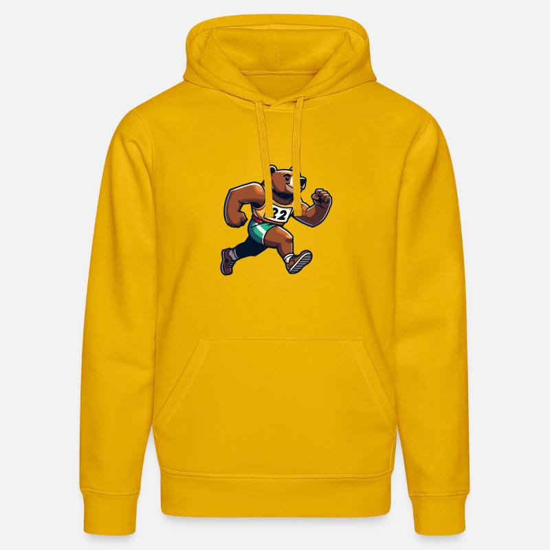 Marathon Bear : le coureur rapide - Sweat à capuche bio DRUMMER Stanley/Stella Unisexe - jaune spectre