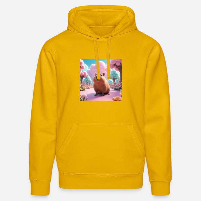 Capybara dans le jardin magique - Sweat à capuche bio DRUMMER Stanley/Stella Unisexe - jaune spectre