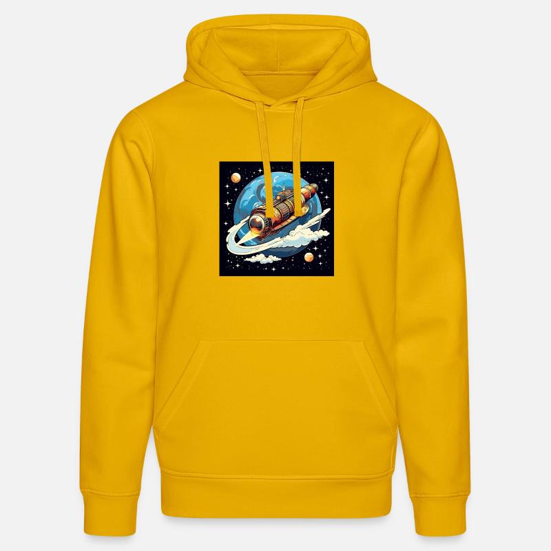 Vol de fusée dans l’espace - Sweat à capuche bio DRUMMER Stanley/Stella Unisexe - jaune spectre