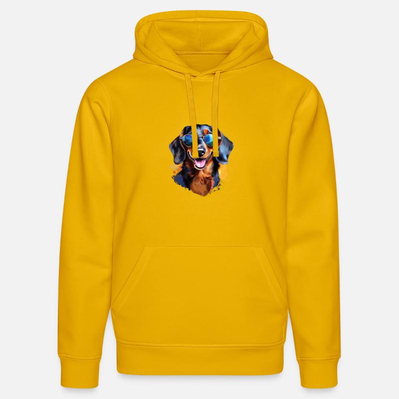 Teckel avec lunettes de soleil - Sweat à capuche bio DRUMMER Stanley/Stella Unisexe - jaune spectre