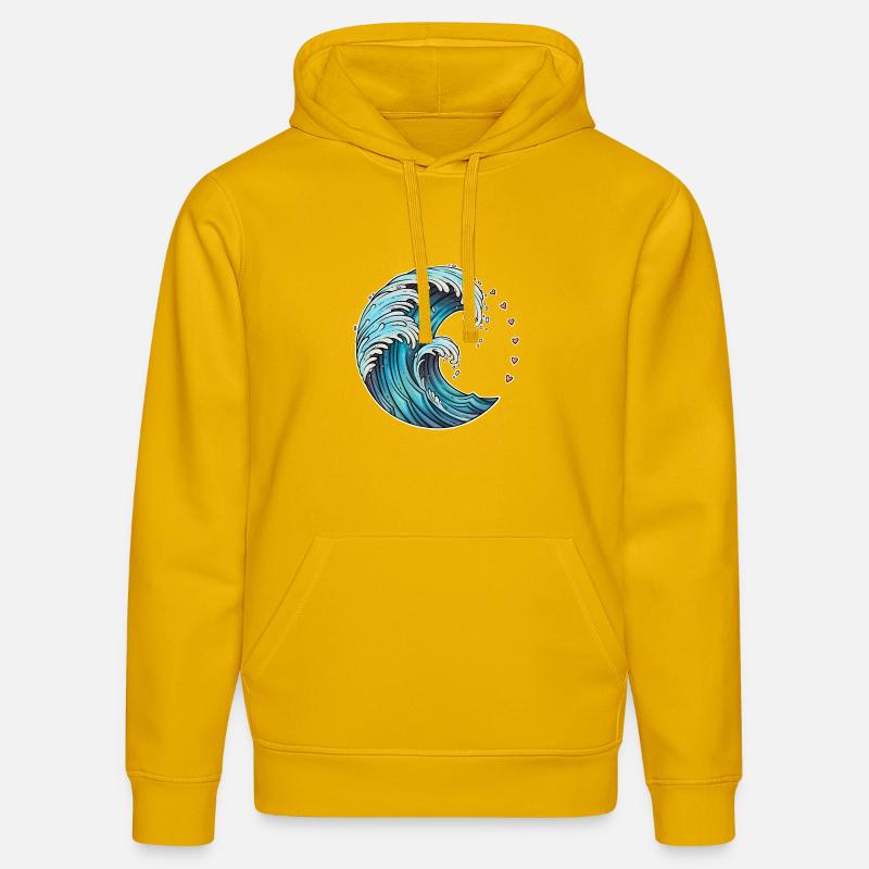 Illustration d’art de vague dynamique - Sweat à capuche bio DRUMMER Stanley/Stella Unisexe - jaune spectre