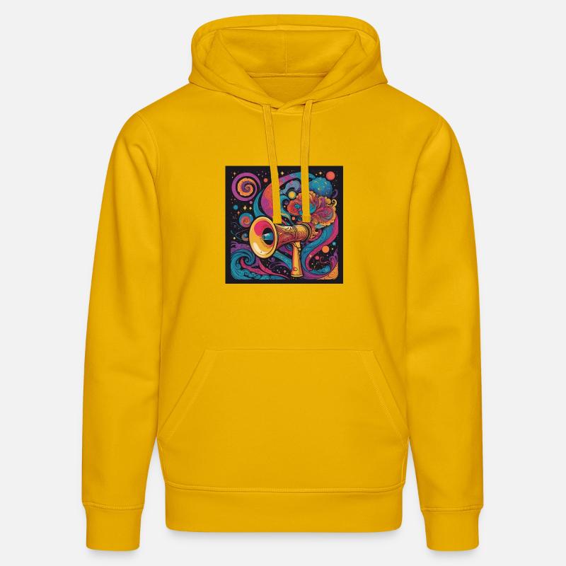 Exploration psychédélique avec haut-parleur spatial - Sweat à capuche bio DRUMMER Stanley/Stella Unisexe - jaune spectre