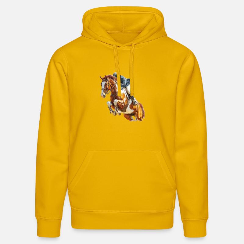 Cavalier au galop en saut - Sweat à capuche bio DRUMMER Stanley/Stella Unisexe - jaune spectre