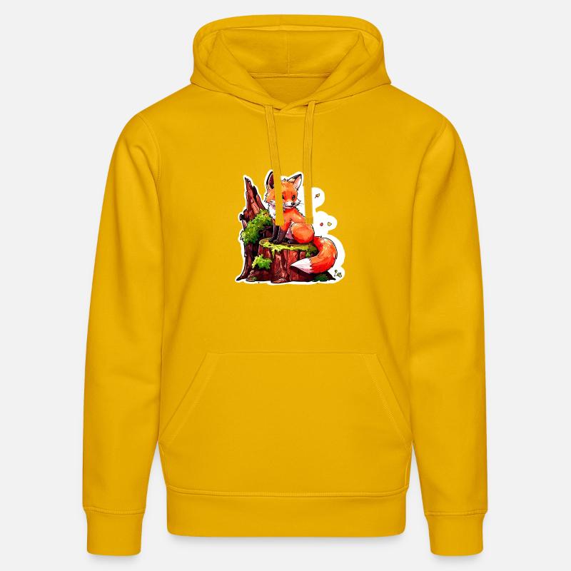 Petit renard mignon (aquarelle de bande dessinée) - Sweat à capuche bio DRUMMER Stanley/Stella Unisexe - jaune spectre