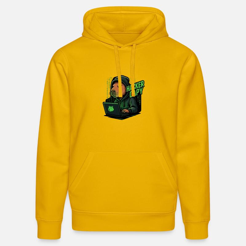 Hacker Capy – Cyber Capybara Tech - Sweat à capuche bio DRUMMER Stanley/Stella Unisexe - jaune spectre