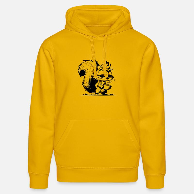 Pas d’écureuil au travail sans café - Sweat à capuche bio DRUMMER Stanley/Stella Unisexe - jaune spectre