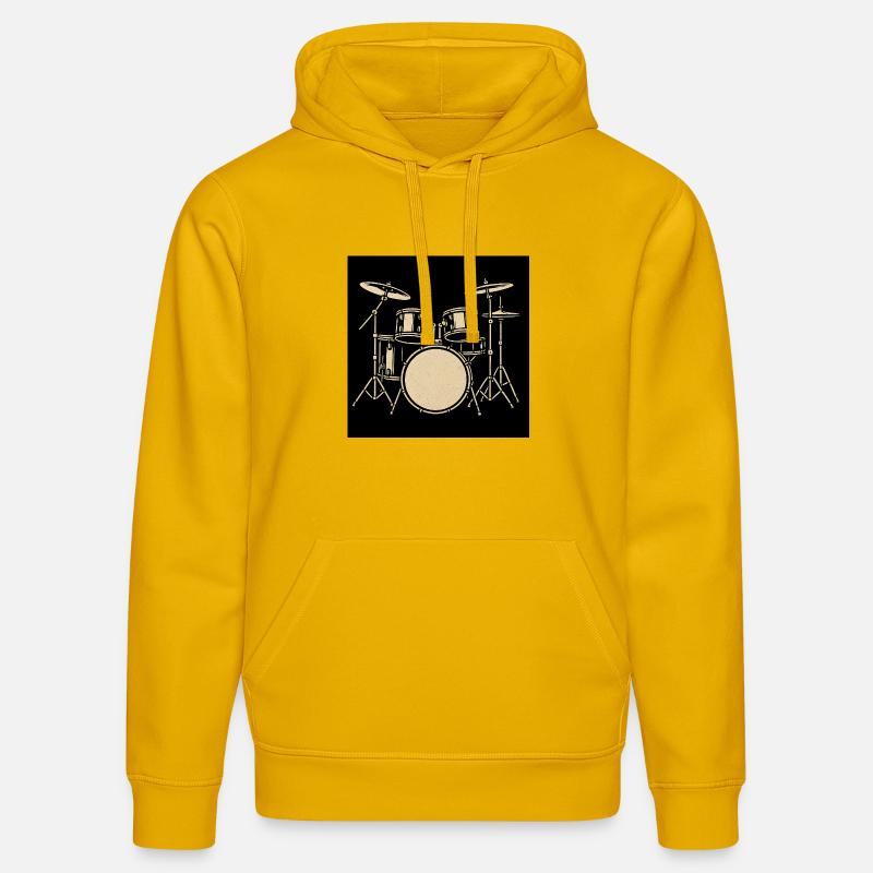 Schwarzsilbernes Drumset Illustration - Stanley/Stella Unisex Bio-Hoodie DRUMMER  - Spektralgelb