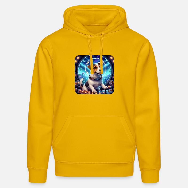 Chiot Cosmique dans la capsule spatiale - Sweat à capuche bio DRUMMER Stanley/Stella Unisexe - jaune spectre