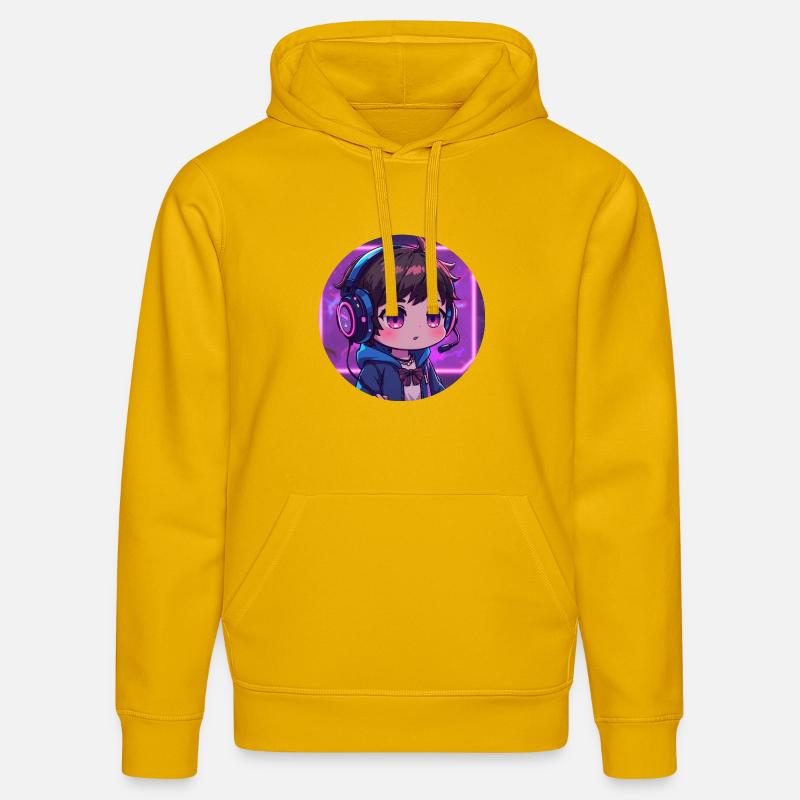 Chibi de jeu Neon avec casque - Sweat à capuche bio DRUMMER Stanley/Stella Unisexe - jaune spectre