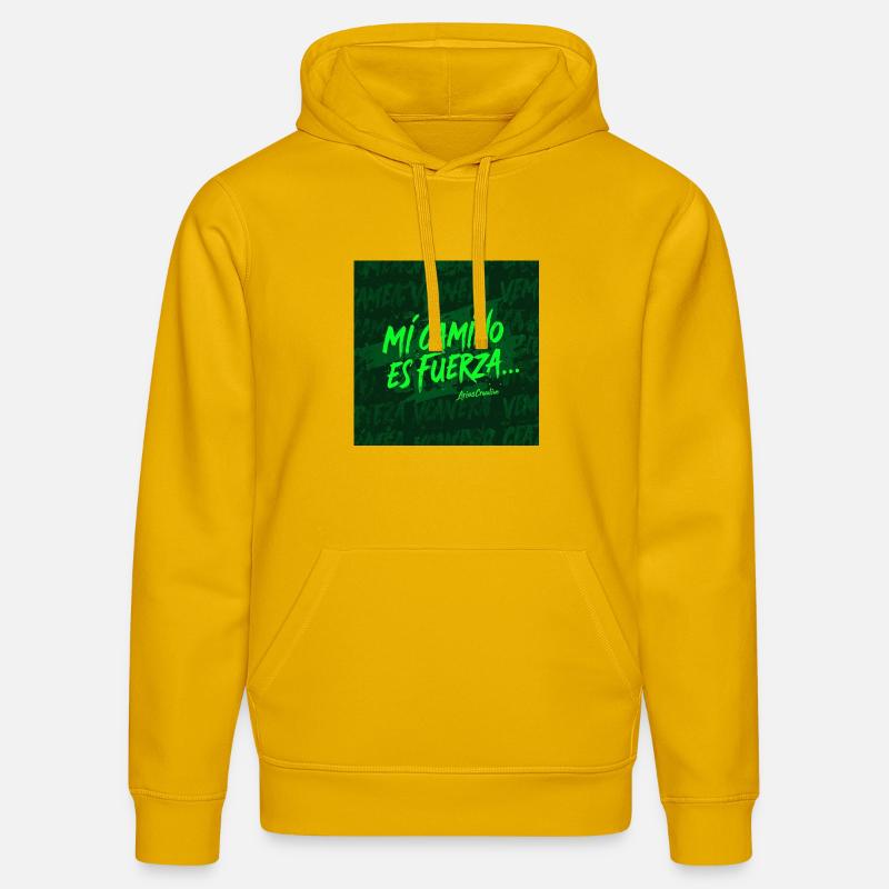 Mon chemin, c’est la force - Sweat à capuche bio DRUMMER Stanley/Stella Unisexe - jaune spectre