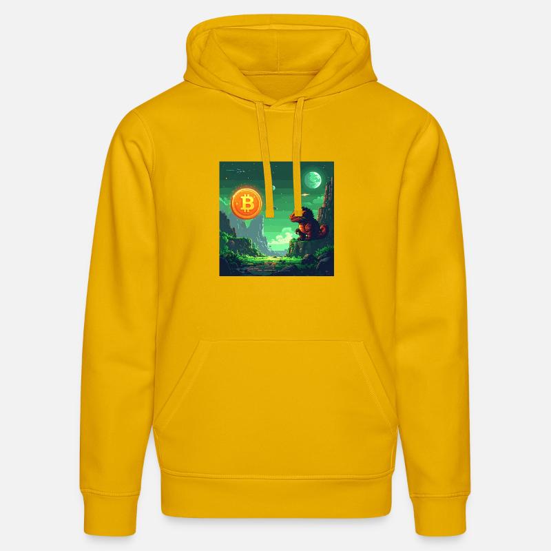 Odyssée Bitcoin dans l’espace - Sweat à capuche bio DRUMMER Stanley/Stella Unisexe - jaune spectre