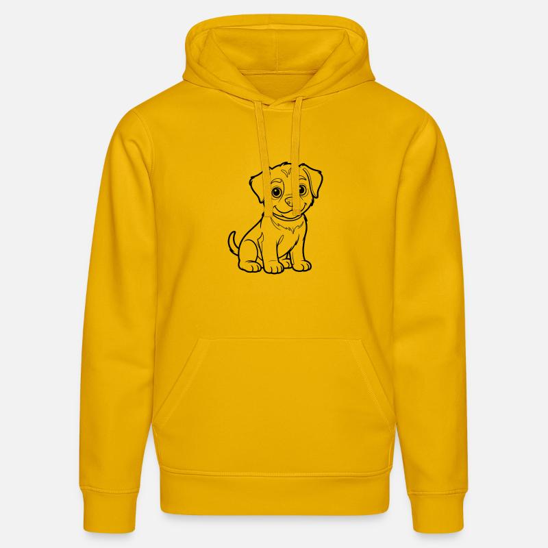 Illustration de plan de petit chiot - Sweat à capuche bio DRUMMER Stanley/Stella Unisexe - jaune spectre