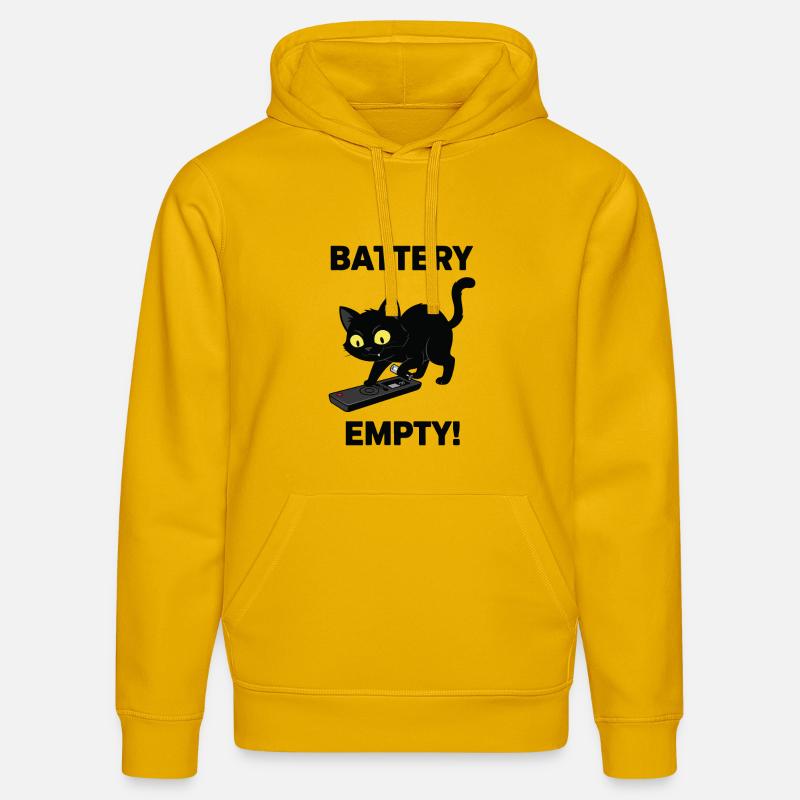 Battery Empty Chat Télécommande Humour - Sweat à capuche bio DRUMMER Stanley/Stella Unisexe - jaune spectre