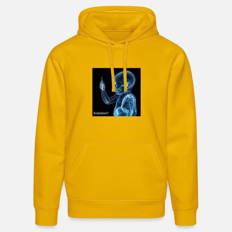 Évolution du smartphone - Sweat à capuche bio DRUMMER Stanley/Stella Unisexe - jaune spectre