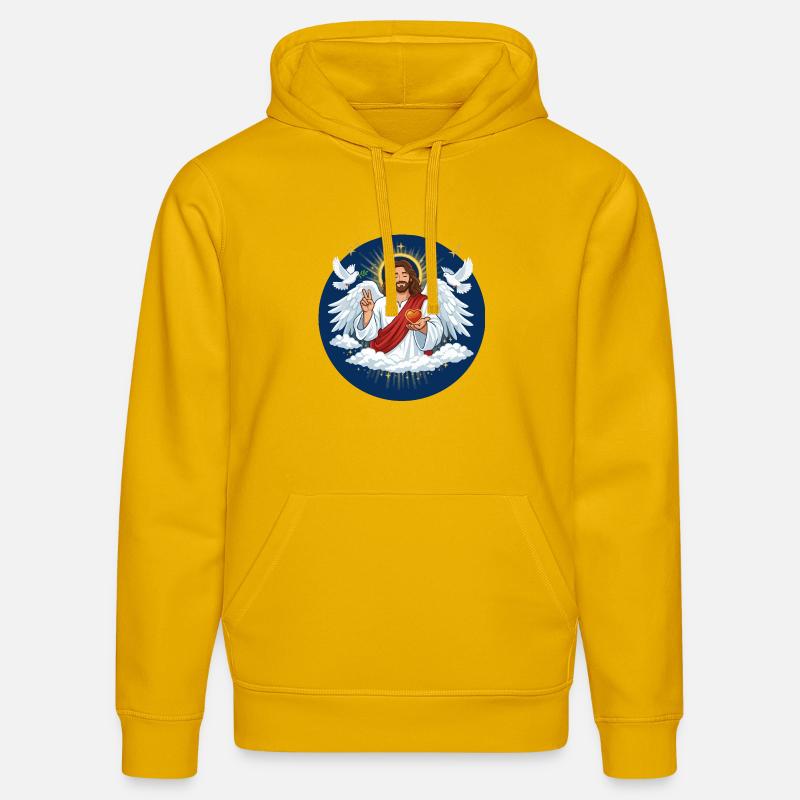 Amour céleste : Jésus avec le cœur - Sweat à capuche bio DRUMMER Stanley/Stella Unisexe - jaune spectre