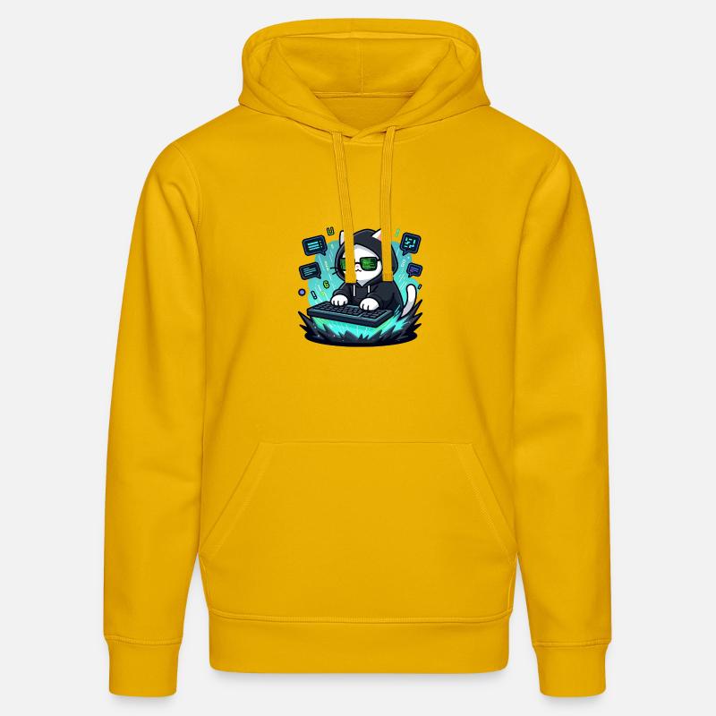 Chat Hacker - Sweat à capuche bio DRUMMER Stanley/Stella Unisexe - jaune spectre