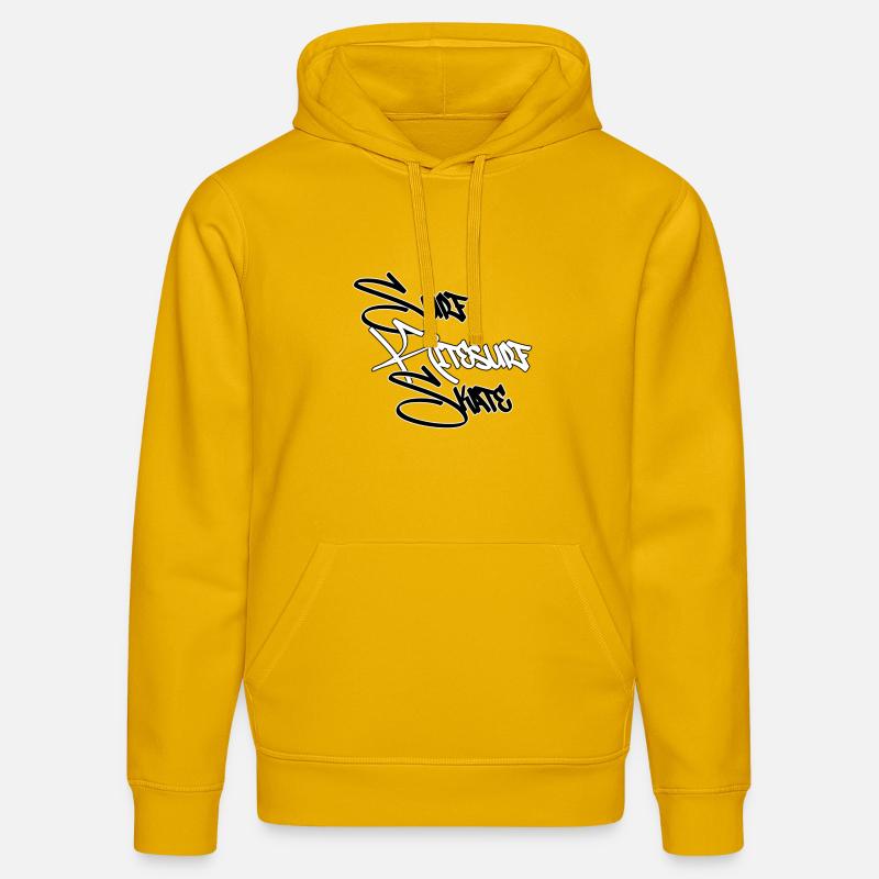 Graffiti Surf Script White - Stanley/Stella DRUMMER Unisex Organic Hoodie - spectra yellow