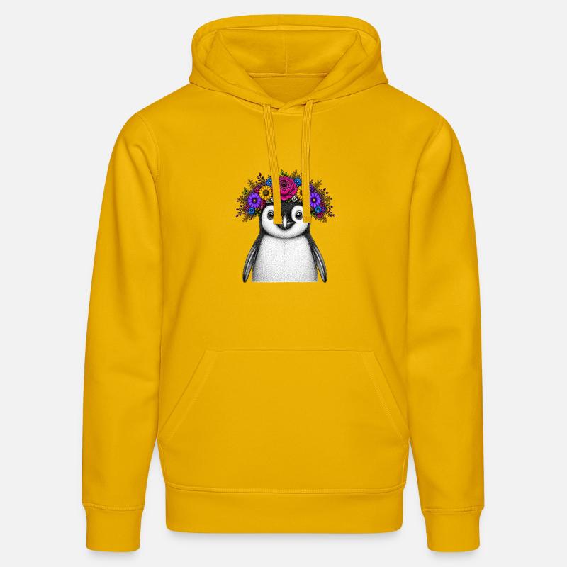 Pingouin avec couronne de fleurs - Sweat à capuche bio DRUMMER Stanley/Stella Unisexe - jaune spectre