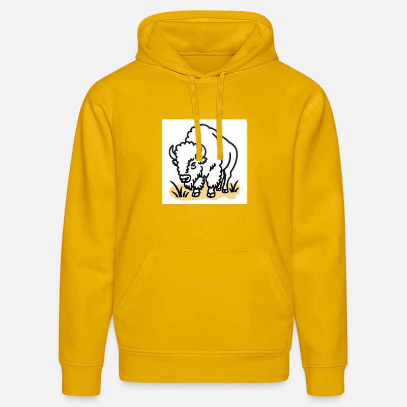 Bisons sur herbe jaune - Sweat à capuche bio DRUMMER Stanley/Stella Unisexe - jaune spectre