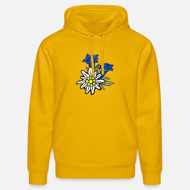 edelweiss_mit_enzian - Stanley/Stella Unisex Bio-Hoodie DRUMMER - Spektralgelb