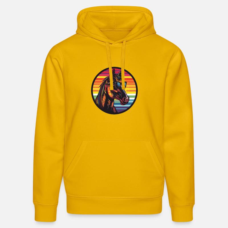 Poney cheval avec lunettes de soleil - Sweat à capuche bio DRUMMER Stanley/Stella Unisexe - jaune spectre