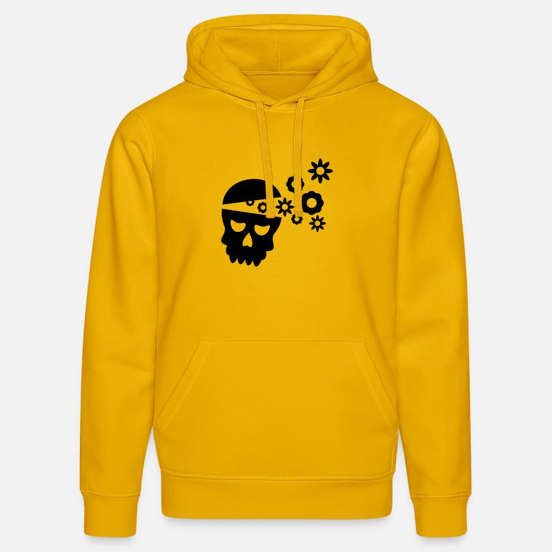 Crâne avec des fleurs - Sweat à capuche bio DRUMMER Stanley/Stella Unisexe - jaune spectre