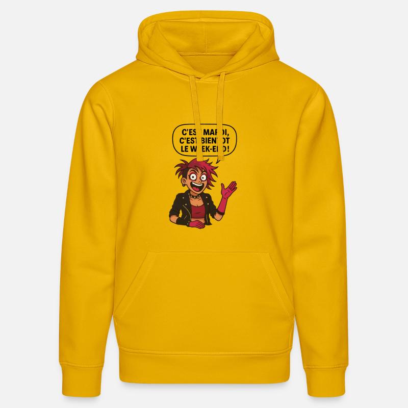 C'est mardi ! C'est bientôt le weekend ! - Sweat à capuche bio DRUMMER Stanley/Stella Unisexe - jaune spectre
