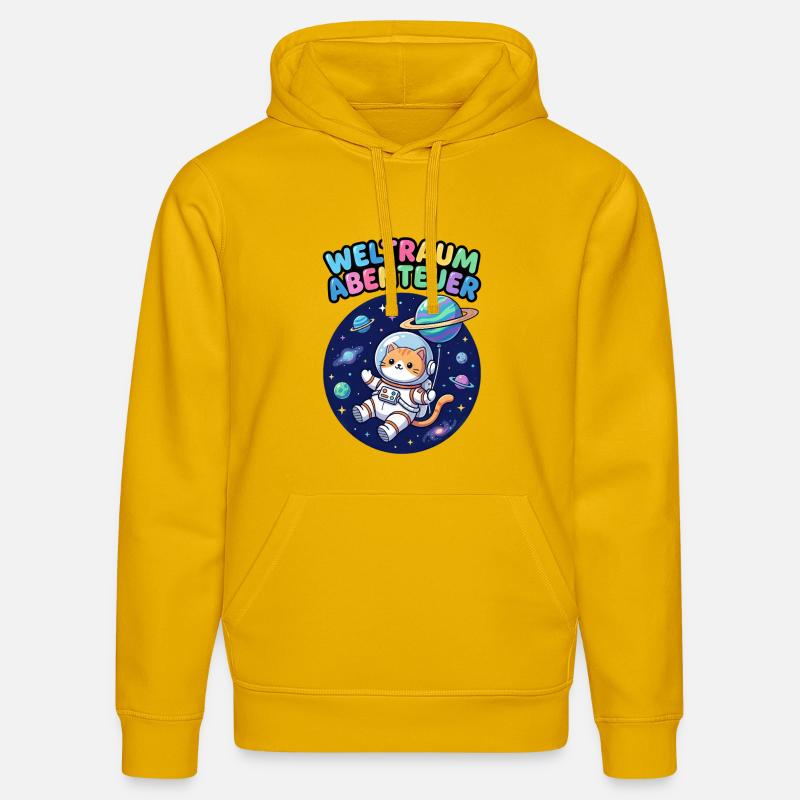 Chat Aventurier de l’Espace - Sweat à capuche bio DRUMMER Stanley/Stella Unisexe - jaune spectre