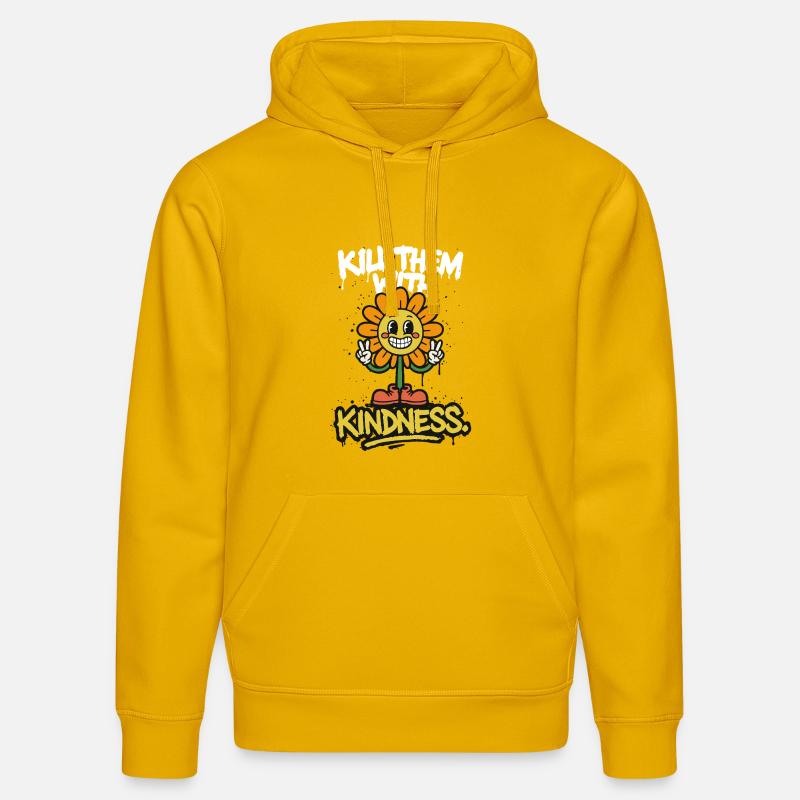Tuez-les avec gentillesse – souriez simplement - Sweat à capuche bio DRUMMER Stanley/Stella Unisexe - jaune spectre