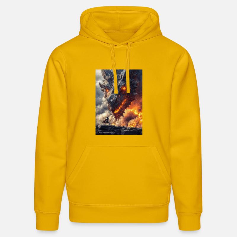 Dragon Clash Front de guerre ardent - Sweat à capuche bio DRUMMER Stanley/Stella Unisexe - jaune spectre