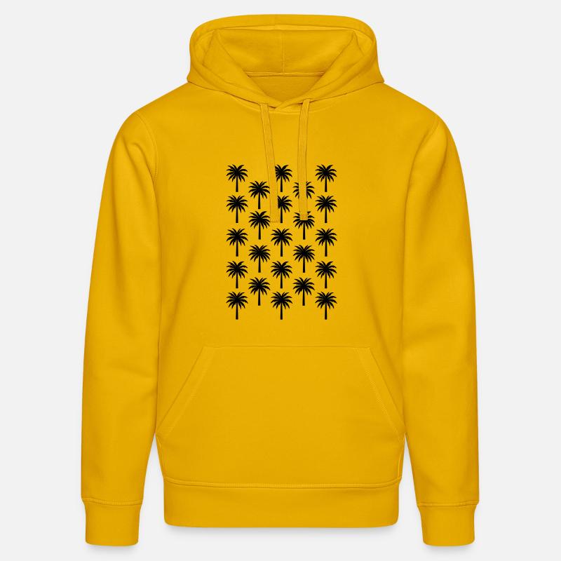 Palm Tree Pattern Black Palm Tree - Stanley/Stella DRUMMER Unisex Organic Hoodie - spectra yellow