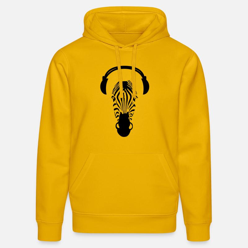 Zebra avec des écouteurs - Sweat à capuche bio DRUMMER Stanley/Stella Unisexe - jaune spectre