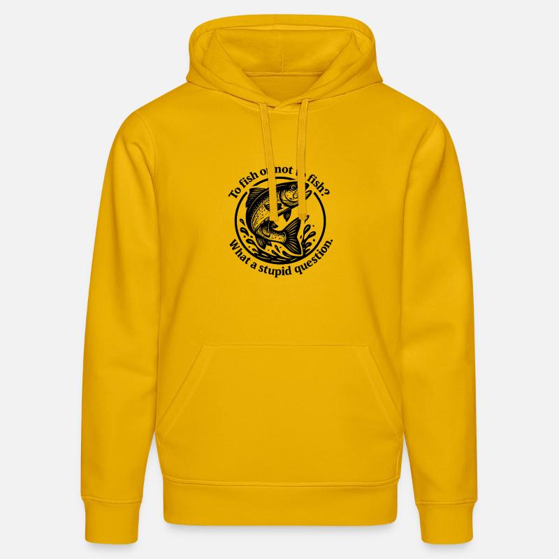 Source de poisson Question Motif - Sweat à capuche bio DRUMMER Stanley/Stella Unisexe - jaune spectre