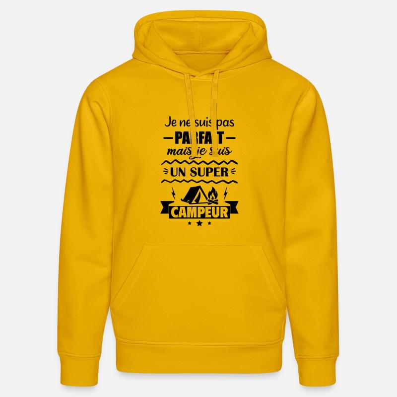 Pas parfait mais super campeur - Sweat à capuche bio DRUMMER Stanley/Stella Unisexe - jaune spectre