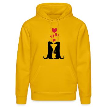 Erdmännchen - Stanley/Stella Unisex Bio-Hoodie DRUMMER  - Spektralgelb - Vorne - Liana (172cm) & Jaron (178cm)