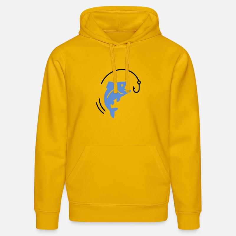 Pêche au poisson sur hameçon logo - Sweat à capuche bio DRUMMER Stanley/Stella Unisexe - jaune spectre