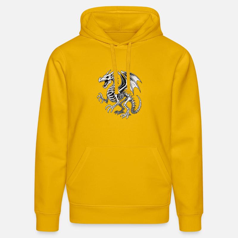 Illustration de squelette de dragon céleste - Sweat à capuche bio DRUMMER Stanley/Stella Unisexe - jaune spectre