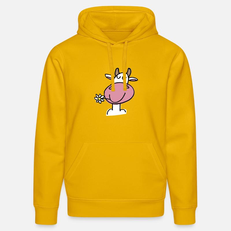 Vache Joyeuse et Fleur Délicate - Sweat à capuche bio DRUMMER Stanley/Stella Unisexe - jaune spectre